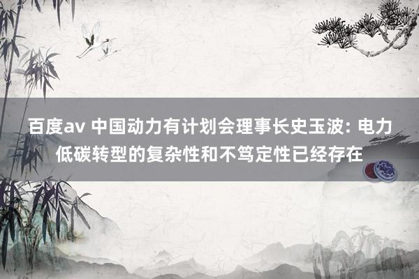 百度av 中国动力有计划会理事长史玉波: 电力低碳转型的复杂性和不笃定性已经存在