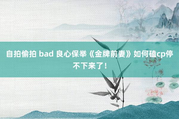 自拍偷拍 bad 良心保举《金牌前妻》如何磕cp停不下来了！