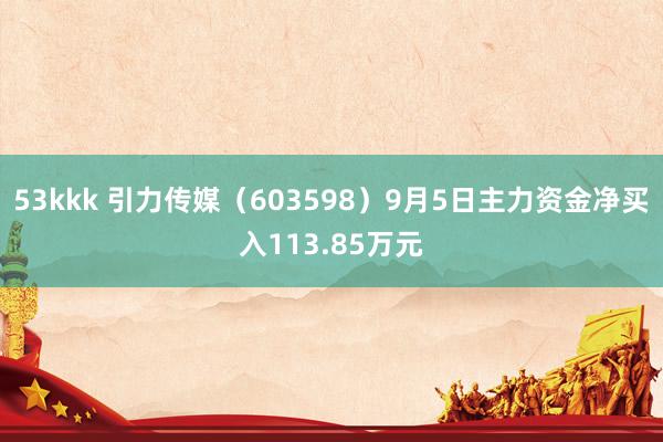 53kkk 引力传媒（603598）9月5日主力资金净买入113.85万元