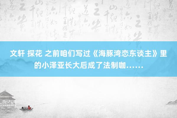 文轩 探花 之前咱们写过《海豚湾恋东谈主》里的小泽亚长大后成了法制咖……