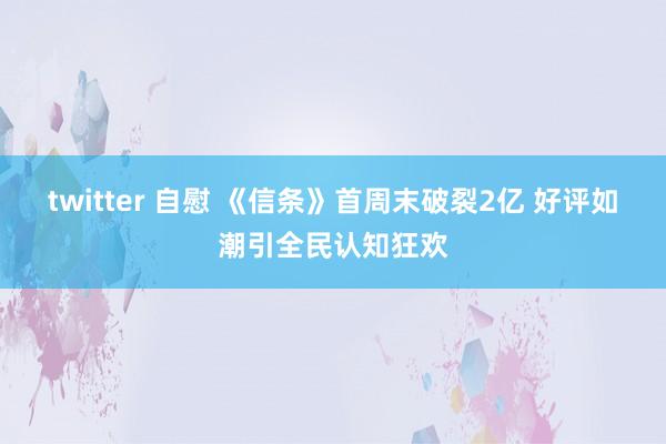 twitter 自慰 《信条》首周末破裂2亿 好评如潮引全民认知狂欢